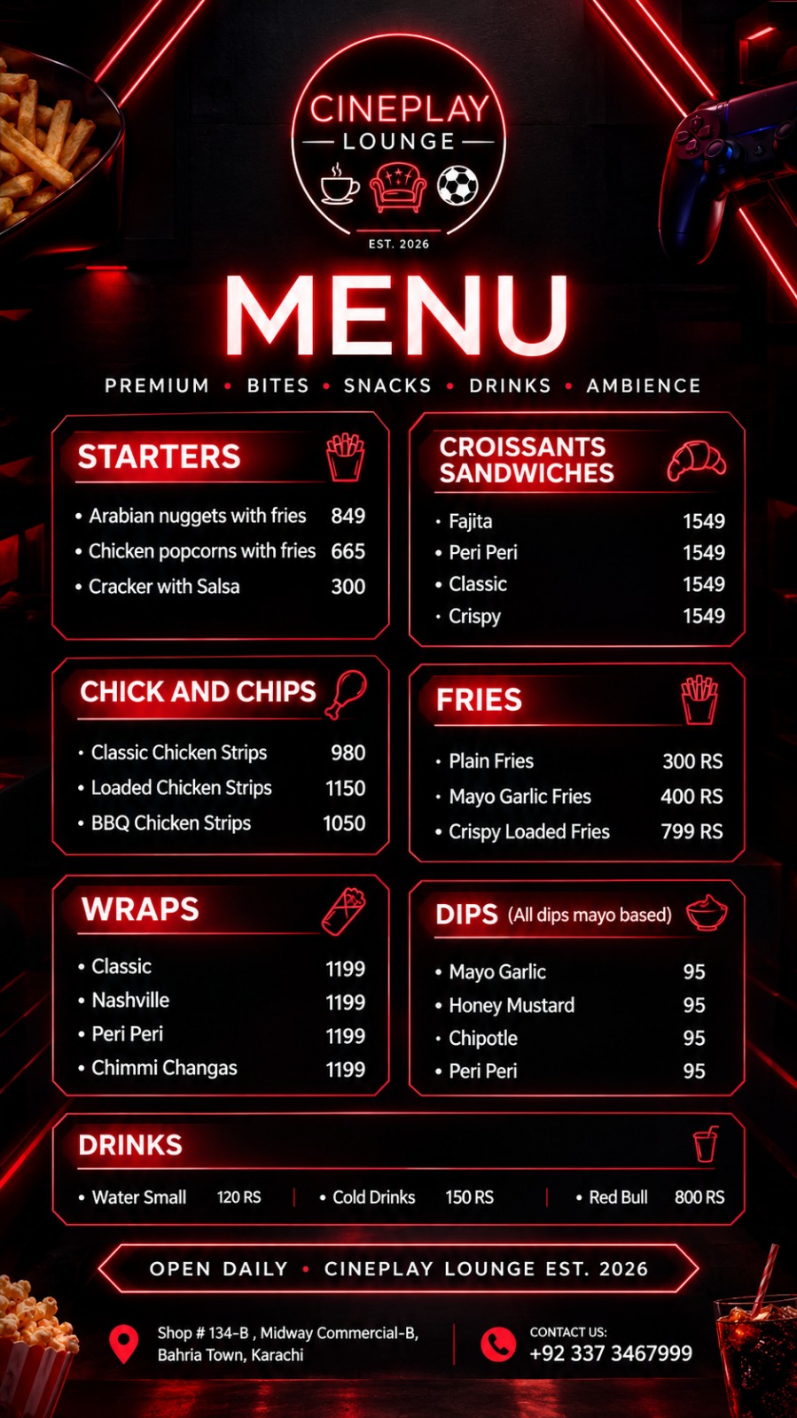 Cine Play Lounge menu
